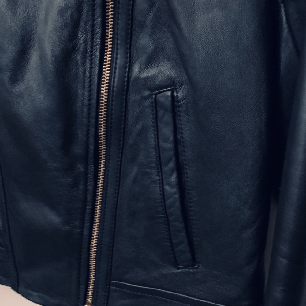 Micheal Kors Cropped Leather Moto Jacket Black S - Picture 4 of 13